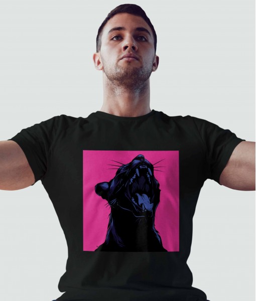 Мъжка тениска с щампа Арт Screaming cat